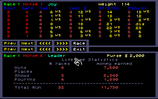 Past Performance Screen